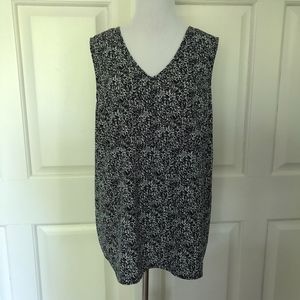 CJ BANKS BLACK PRINT V NECK BLOUSE PLUS SIZE 1X